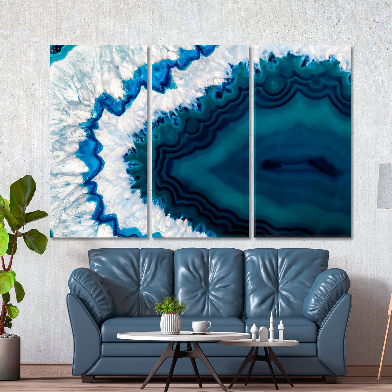 GEODE AGATE Cross-section Brazilian Blue Geo Crystal Marble Abstract Art Print Artesty   