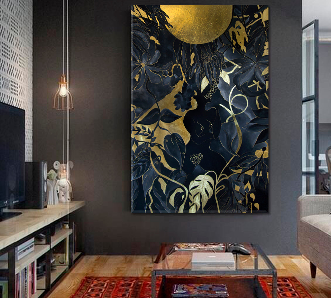 EVE GARDEN OF EDEN Black Gold Exotic Tropical Pattern Abstract Abstract Art Print Artesty   