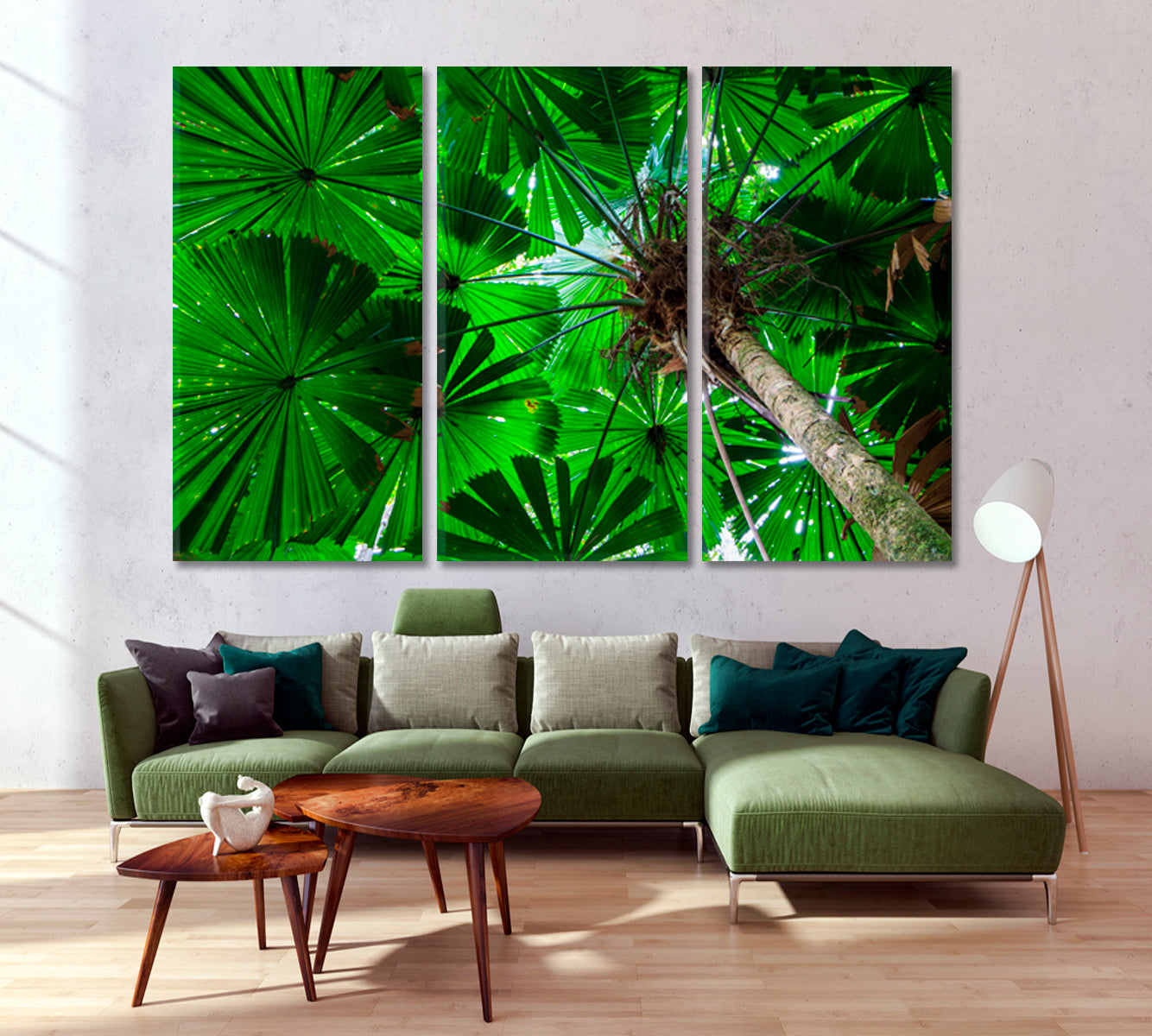 FAN PALM Green Foliage Daintree Australia Queensland Rainforest Tropical, Exotic Art Print Artesty 3 panels 36" x 24" 