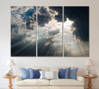 Clouds Dramatic Light Sunbeams Beautiful Sky Land Skyscape Canvas Artesty   