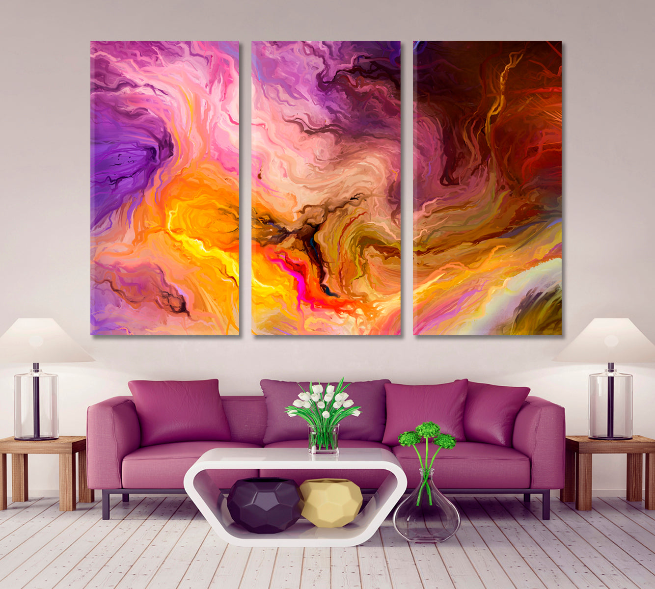 Abstract Contemporary Art Contemporary Art Artesty 3 panels 36" x 24" 