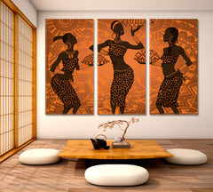 Beautiful African Black Woman Africa Ethnic Retro Vintage Art African Style Canvas Print Artesty 3 panels 36" x 24" 