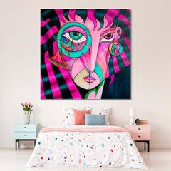 COLORS MOOD Vibrant Abstract Cubism Portrait Cubist Trendy Large Art Print Artesty   