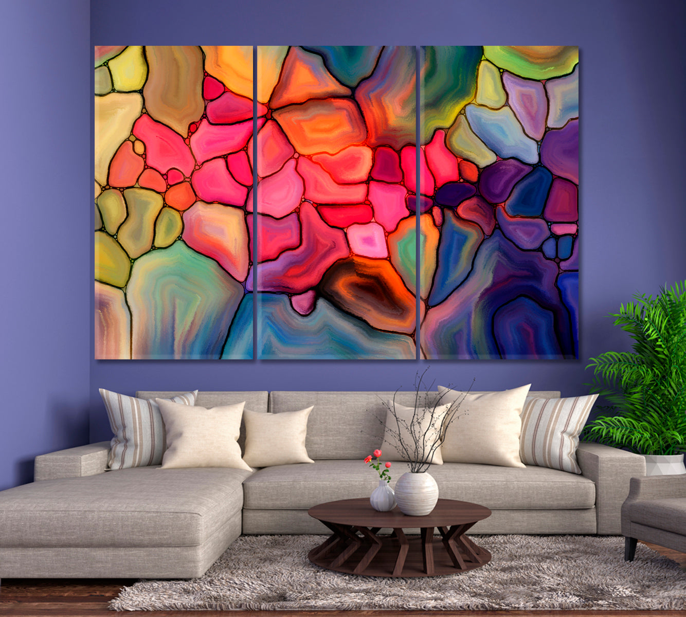 ABSTRACT VIVID Virtual Stained Glass Trendy Pattern Abstract Art Print Artesty   