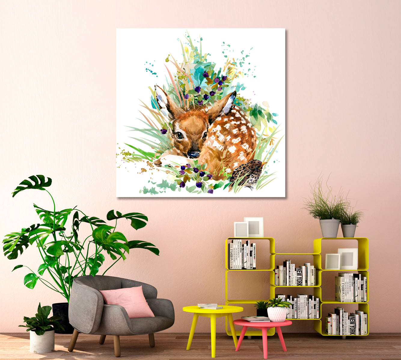 BAMBI Fawn Sweet Kids Baby Nursery Room Decoration | S Kids Room Canvas Art Print Artesty   