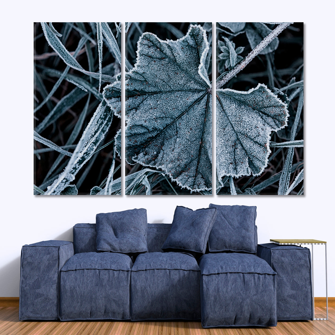ABSTRACT NATURALISM Frost Pattern Leaf Ice Crystals Floral & Botanical Split Art Artesty 3 panels 36" x 24" 