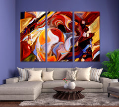 Profiles And Colorful Patterns Abstract Art Print Artesty 3 panels 36" x 24" 