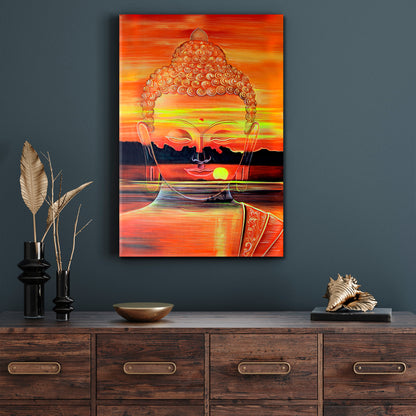 Lord Buddha Meditation Beautiful Sun and Sea Landscape Scenery Landscape Fine Art Print Artesty   