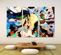 Colors Of Love Contemporary Art Artesty 3 panels 36" x 24" 