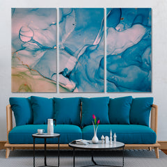 ABSTRACT SKY LANDSCAPE Alcohol Ink Colors Translucent Marble Fluid Art, Oriental Marbling Canvas Print Artesty 3 panels 36" x 24" 