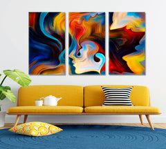 Rich Colors Of Fate Abstract Art Print Artesty 3 panels 36" x 24" 