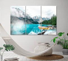 Beautiful Moraine Lake Banff National Park Alberta Canada Countries Canvas Print Artesty 3 panels 36" x 24" 