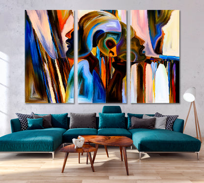 FUTURISTIC Trendy Modern Abstract Design Canvas Print Consciousness Art Artesty 3 panels 36" x 24" 