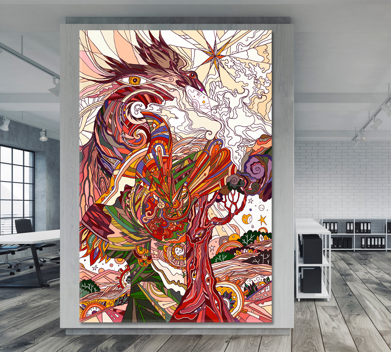 Dragon Abstract Magical Story Rebirth Asian Style Canvas Print Wall Art Artesty   