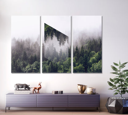 Fogy Forest Perfection Scenery Landscape Fine Art Print Artesty 3 panels 36" x 24" 