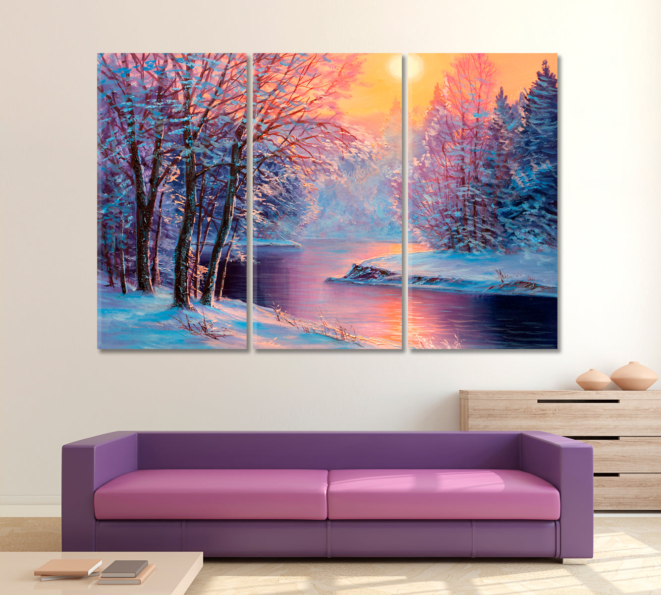 WINTER LANDSCAPE Fine Art Reproduction Fine Art Artesty 3 panels 36" x 24" 