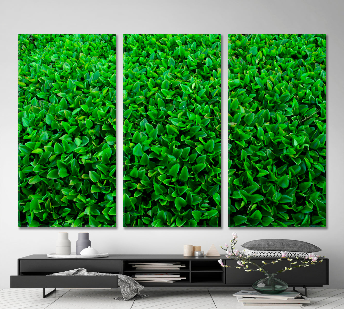 LIVE GREEN HOME Plant Leaf Abstract Floral & Botanical Split Art Artesty 3 panels 36" x 24" 