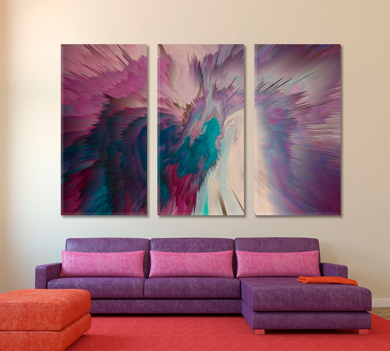 Colorful Abstract Space Abstract Art Print Artesty 3 panels 36" x 24" 