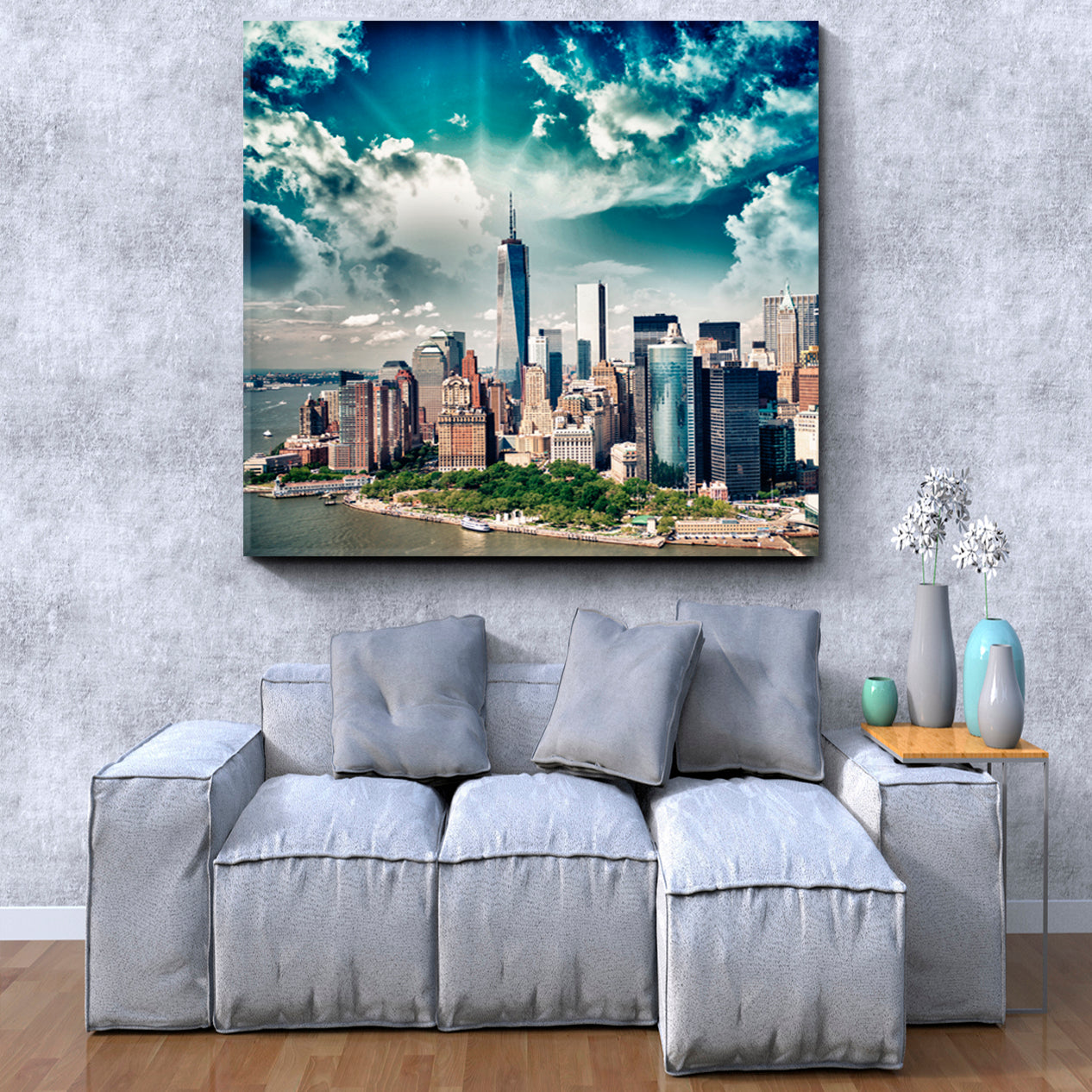 Wonderful Sunset Aerial View Lower Manhattan Skyscrapers NYC Cities Wall Art Artesty   