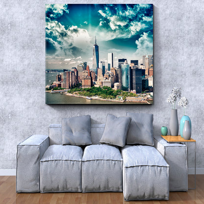 Wonderful Sunset Aerial View Lower Manhattan Skyscrapers NYC Cities Wall Art Artesty   