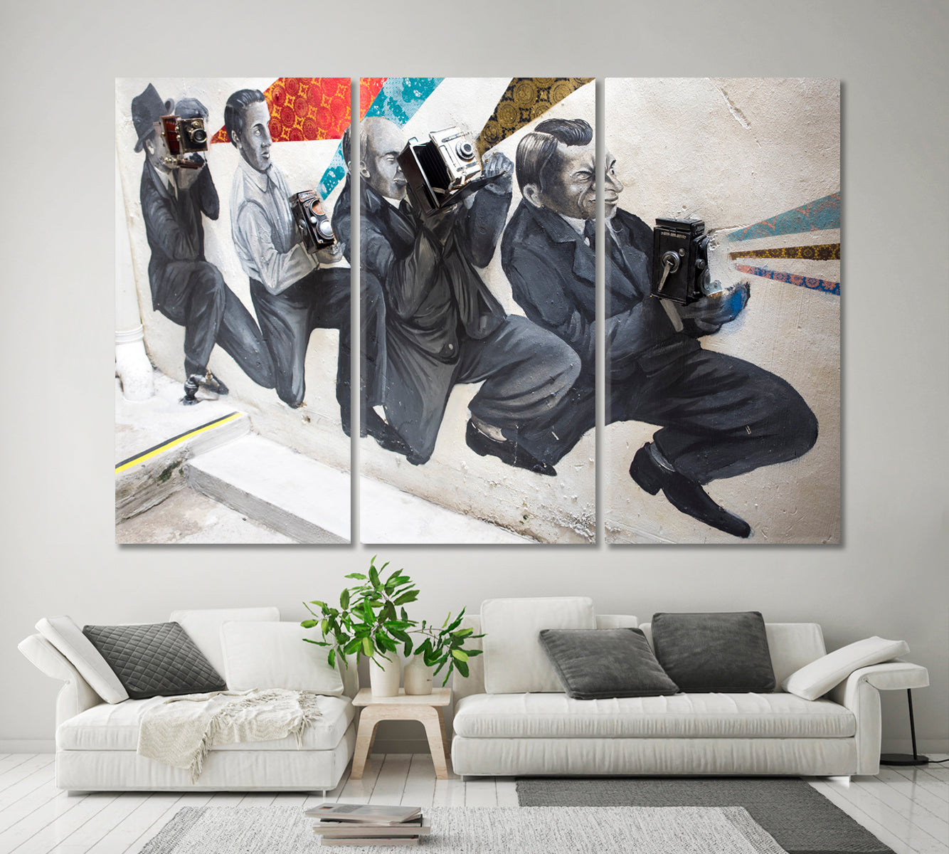 Amazing Urban Graffiti Camera Museum Street Art Canvas Print Photo Art Artesty 3 panels 36" x 24" 