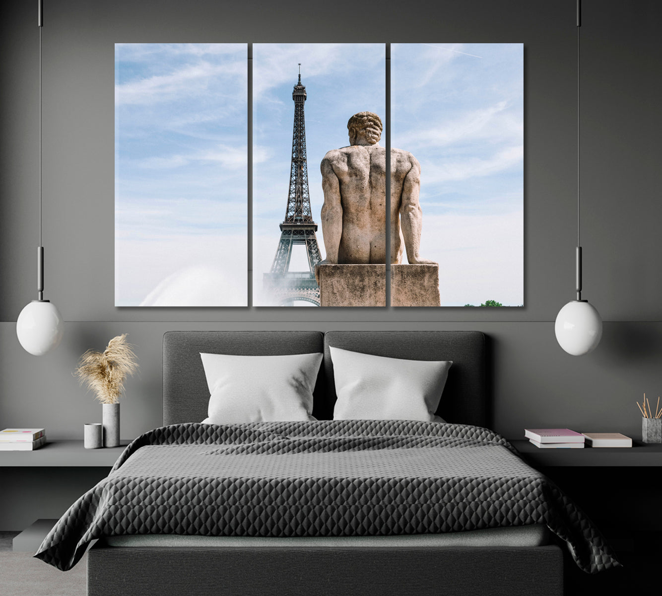 Paris Eiffel Tower Cities Wall Art Artesty 3 panels 36" x 24" 