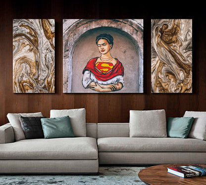 FRIDA KAHLO  Street Art Graffiti - Square Panel Street Art Canvas Print Artesty   