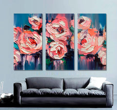 ROSES Beautiful Flowers Bouquet Canvas Print Floral & Botanical Split Art Artesty 3 panels 36" x 24" 