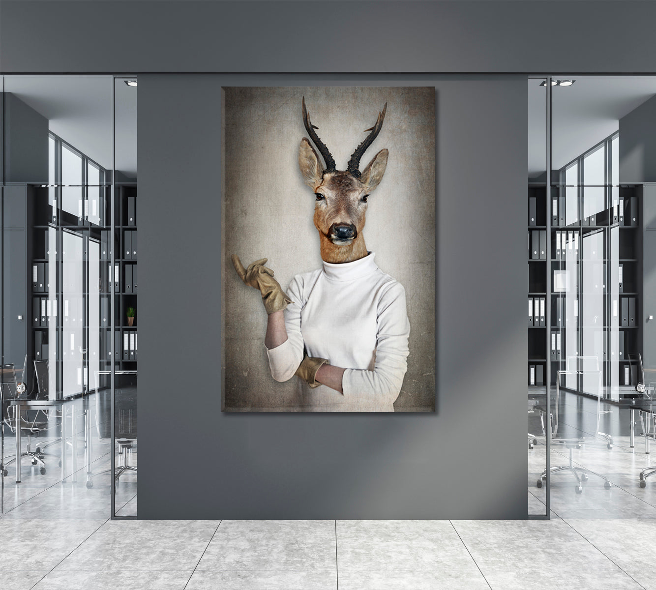 STYLISH HIPSTER DEER Vintage Style Poster Office Wall Art Canvas Print Artesty   