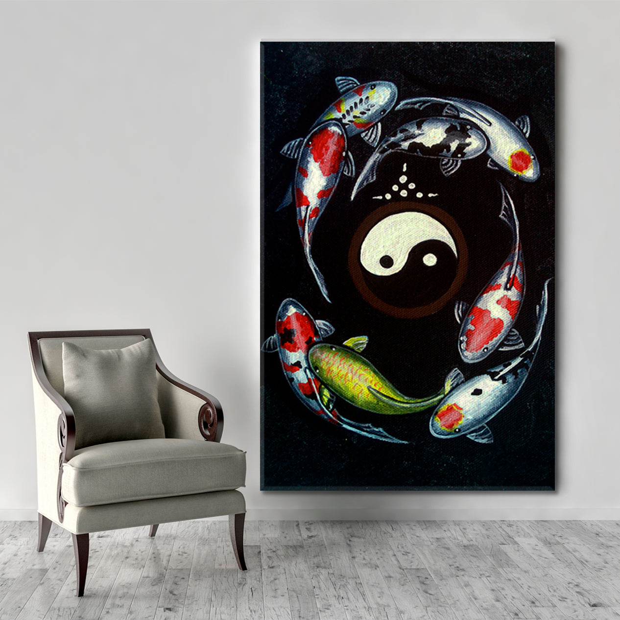 Koi Fish Yin Yang Art Painting Asian Style Canvas Print Wall Art Artesty   