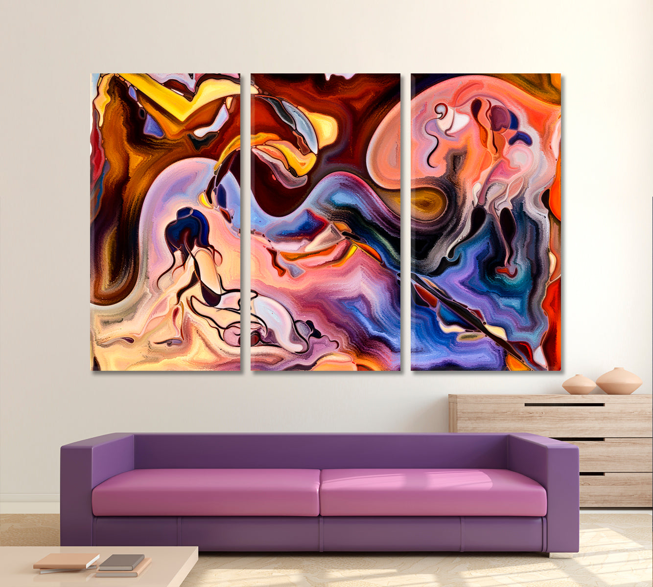 ABSTRACT VARIETY Contemporary Abstraction Contemporary Art Artesty 3 panels 36" x 24" 