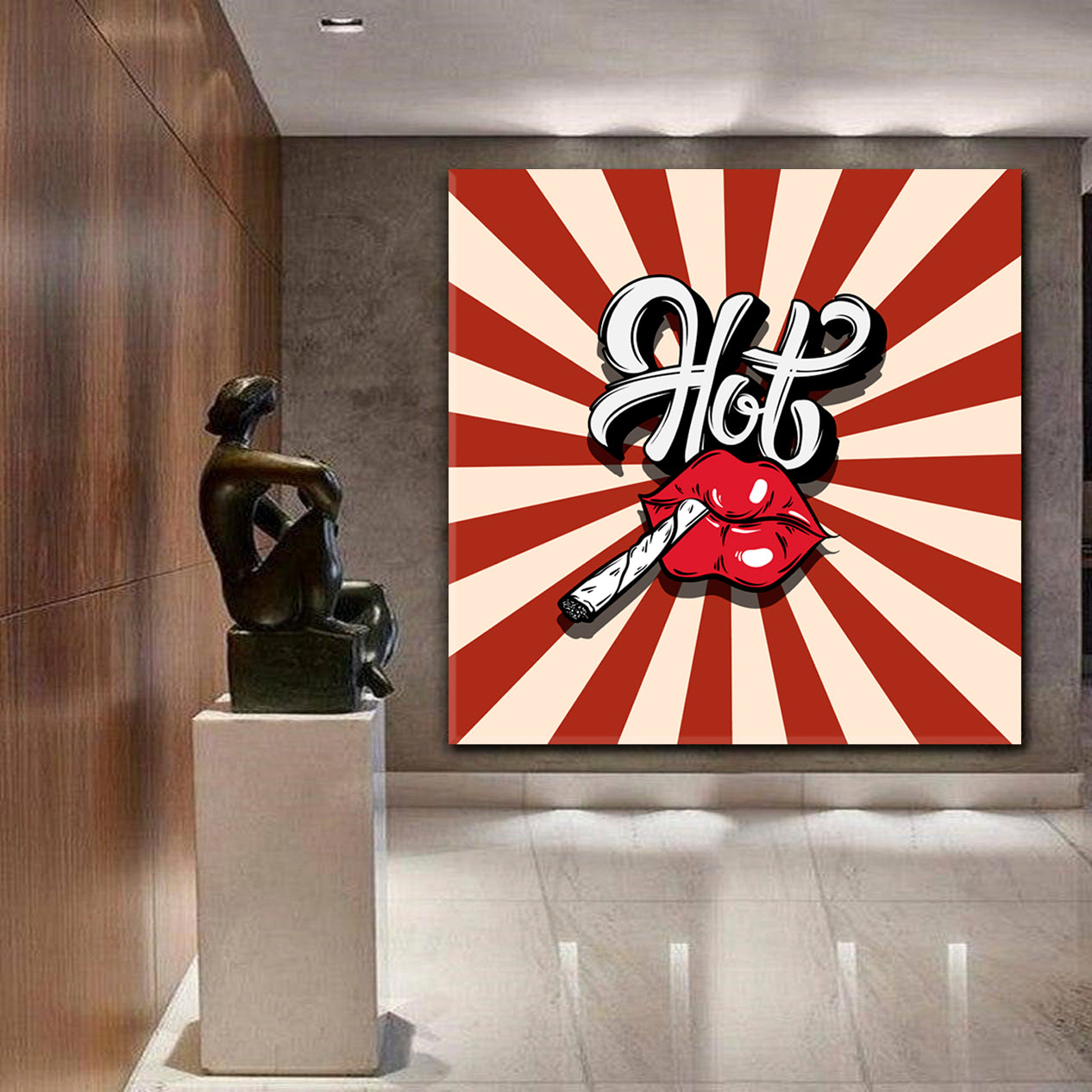 POP ART Abstract Hot Red Lips Poster - Square Pop Art Canvas Print Artesty   