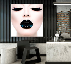 Vogue Style Beauty Salon Concept High Fashion Black Make Canvas Print | Square Panel Beauty Salon Artwork Prints Artesty   