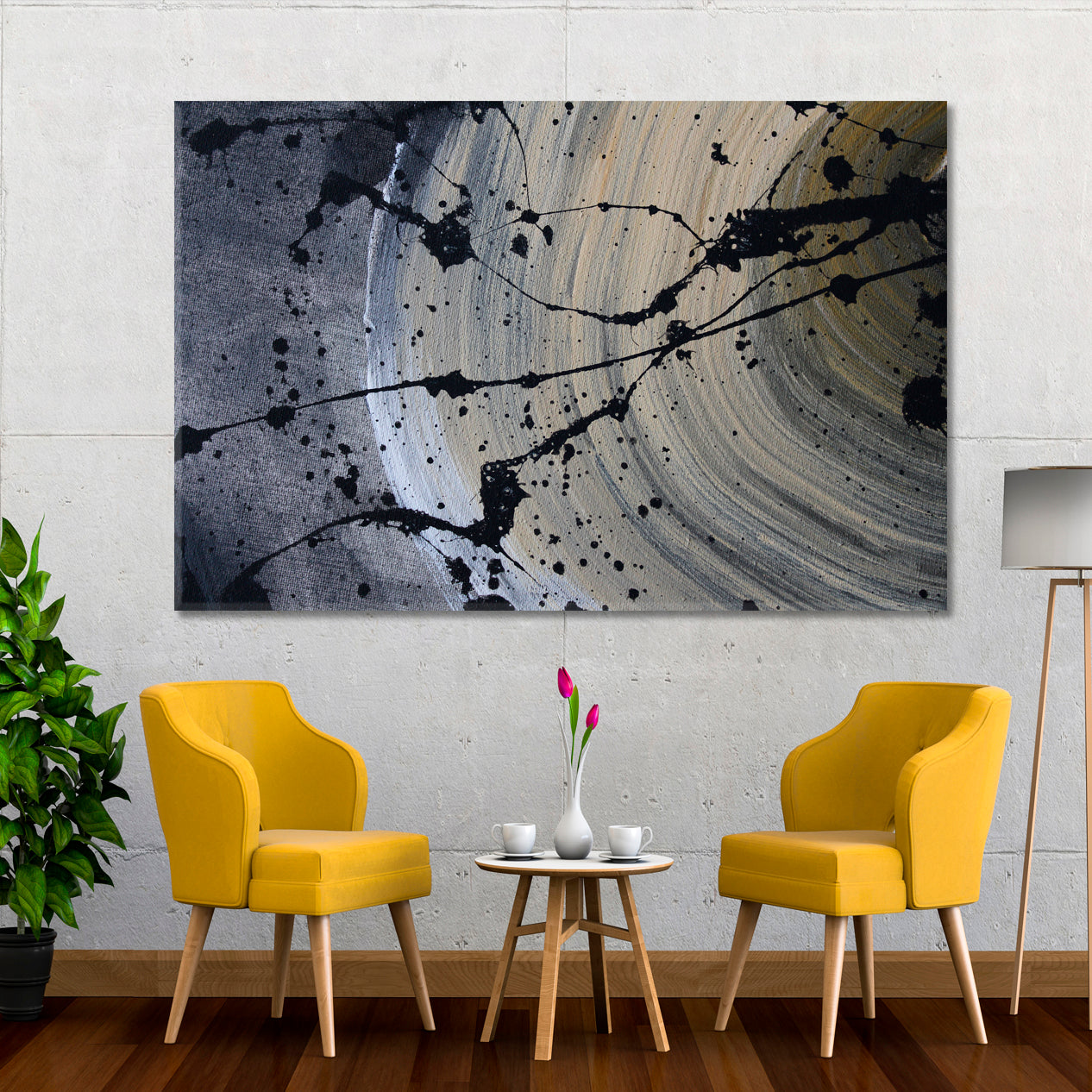 Black Splashes Wide Lines Gray Rough Tough Abstract Modern Art Abstract Art Print Artesty   