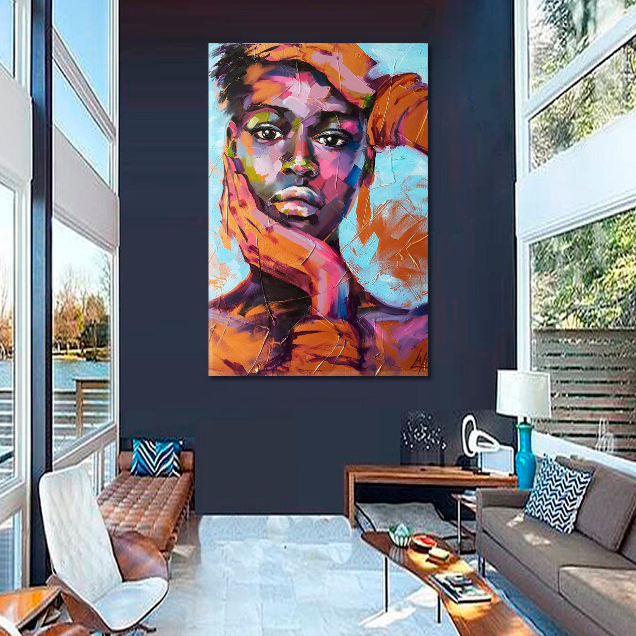 COLORS OF EMOTIONS Abstract Contemporary Art Beautiful African Woman  - Vertical African Style Canvas Print Artesty   