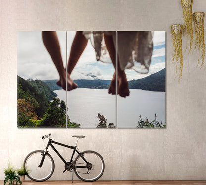 ABOVE MOUNTAIN Beautiful Lake Freedom and Travel Concept Traveling Around Ink Canvas Print Artesty   