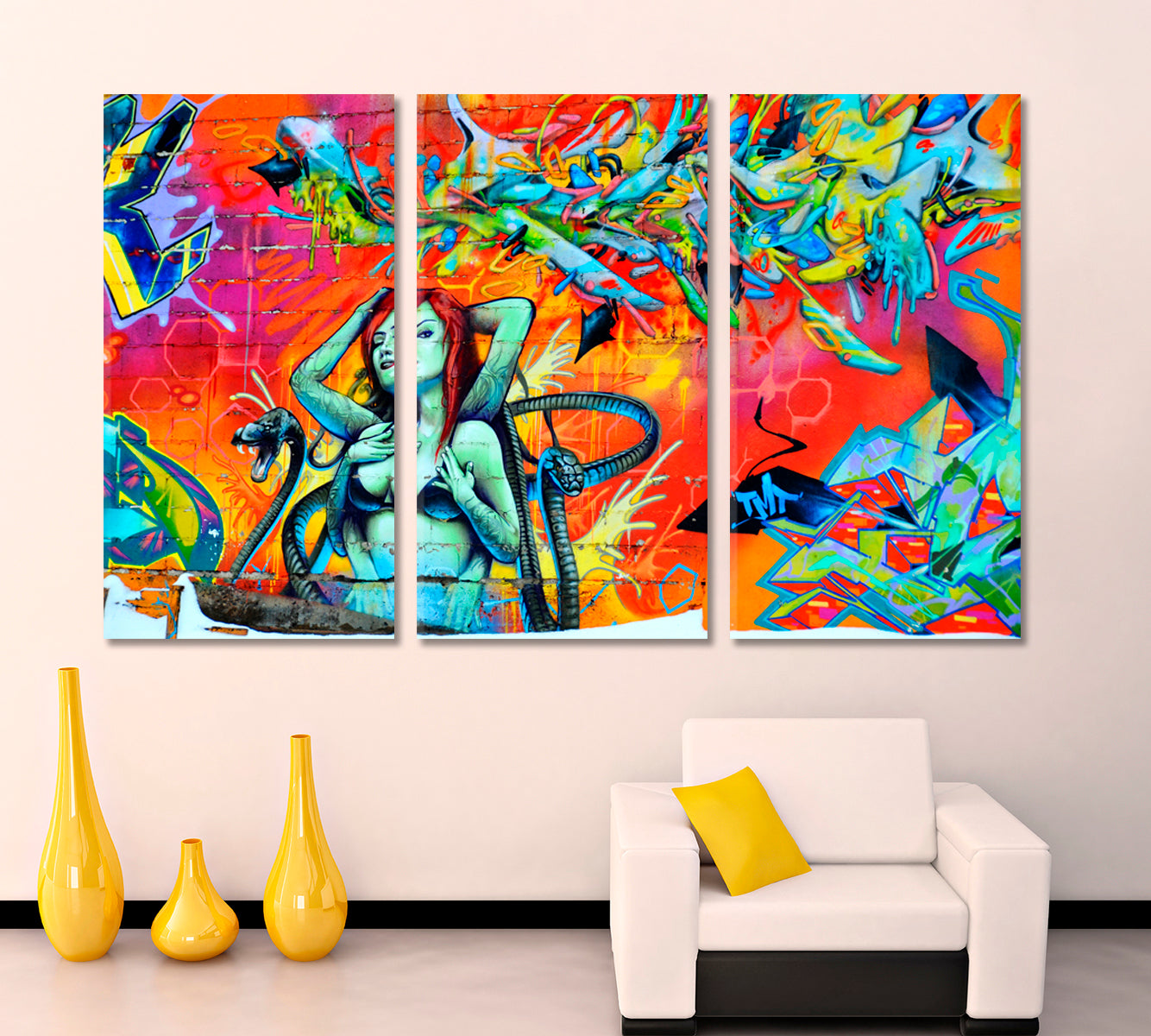 Montreal Canada Street Art Goddess Street Art Canvas Print Artesty 3 panels 36" x 24" 