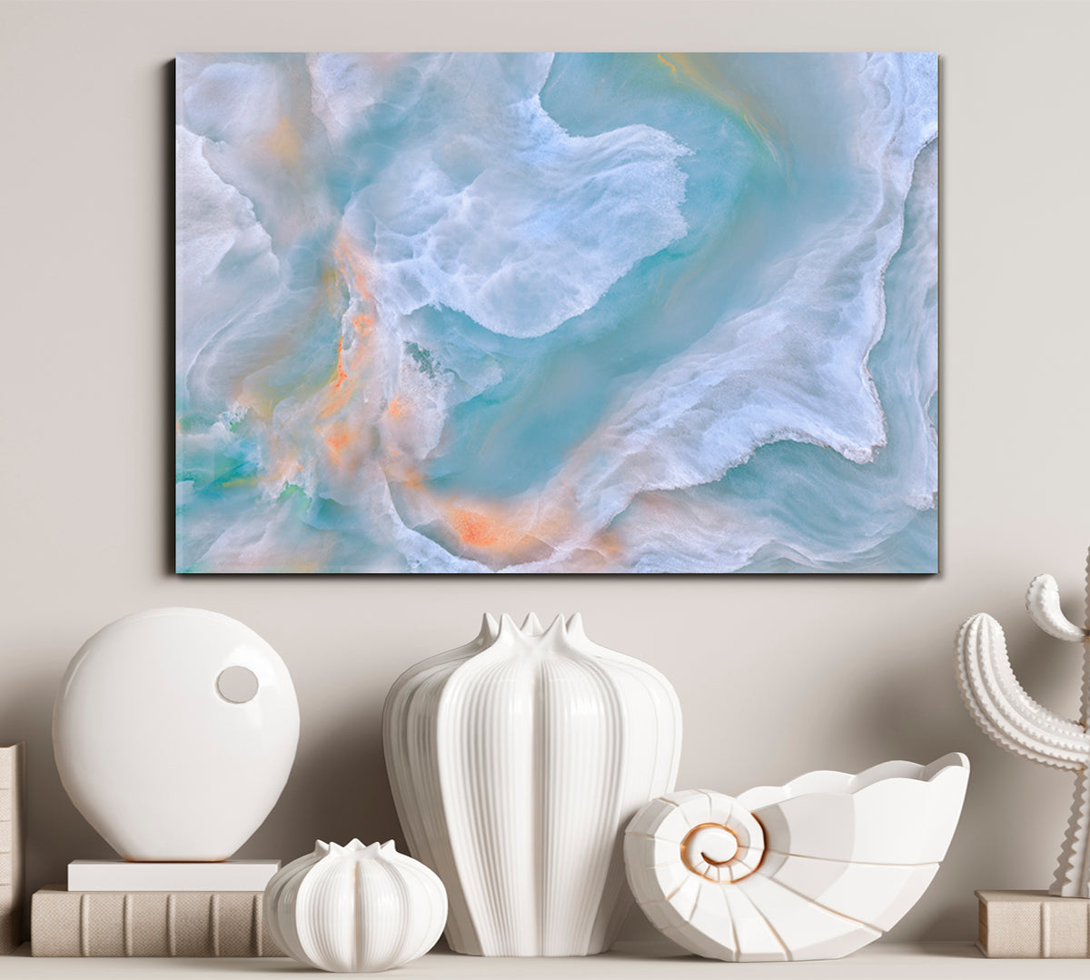 Cloudy Abstract Onyx Marble Veins Free-flowing Natural Luxury Artwork Fluid Art, Oriental Marbling Canvas Print Artesty 1 panel 24" x 16" 