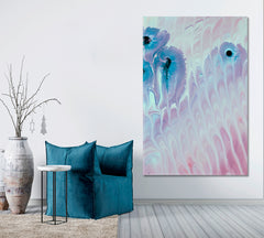 LILAC Blue Pink Stain Soft Pastel Splash Beautiful Marble Pattern Fluid Art, Oriental Marbling Canvas Print Artesty   