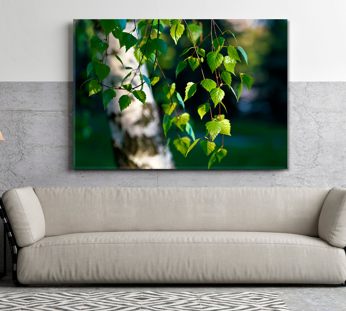 Spring Awakening White Birch Trees Green Leaves Branches Nature Wall Canvas Print Artesty   