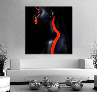 SPACE ALIEN Beautiful African Girl With Red Black Body Paint Art Photo Art Artesty   