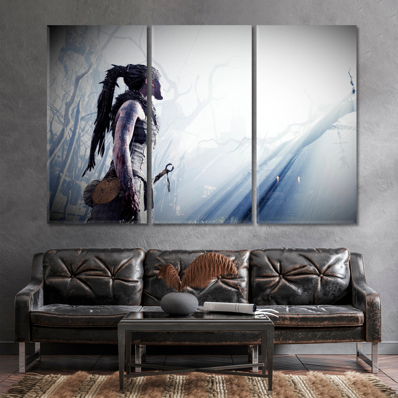 Hellblade Senua’s Sacrifice Fantasy SCI-FI Surreal Psychedelic Surreal Fantasy Large Art Print Décor Artesty 3 panels 36" x 24" 