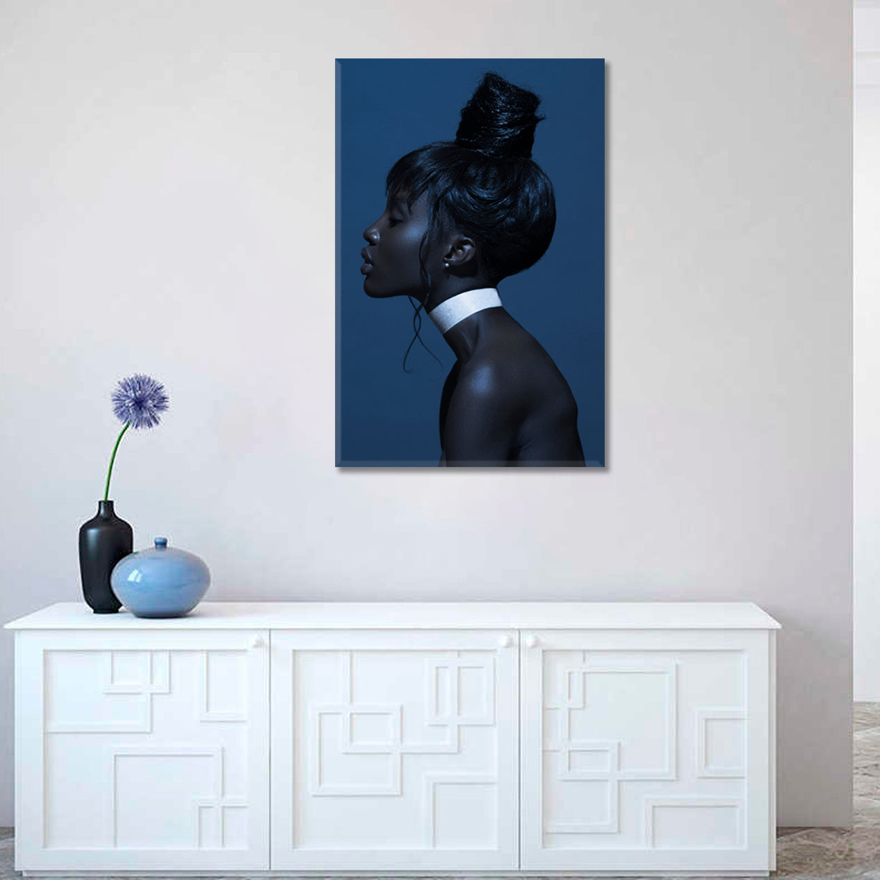BLUE THOUGHTS Beautiful African American Woman Black Girl - V African Style Canvas Print Artesty   