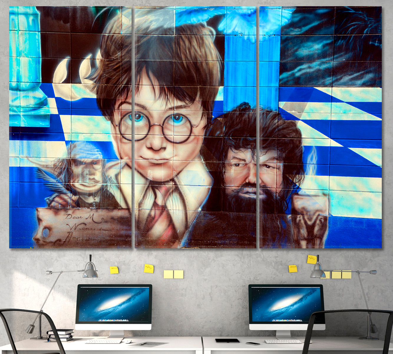 Harry Potter Street Art Montreal Canada Vibrant Graffiti Canvas Print Street Art Canvas Print Artesty 3 panels 36" x 24" 