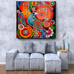 AWAKE ETHIOPIAN Abstract Psychedelic Trippy Sacred Modern Art Contemporary Art Artesty 1 Panel 12"x12" 