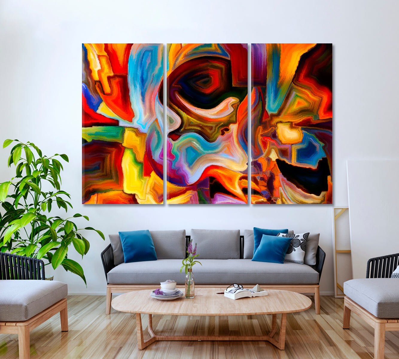 Mind Colors Abstract Art Print Artesty 3 panels 36" x 24" 