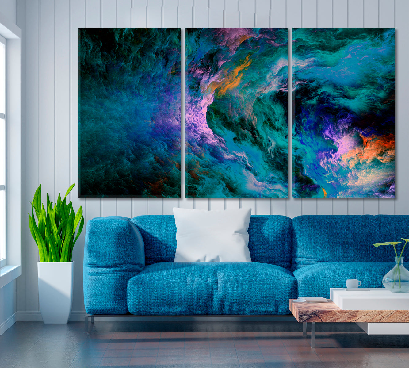 Color Flow Contemporary Art Artesty 3 panels 36" x 24" 