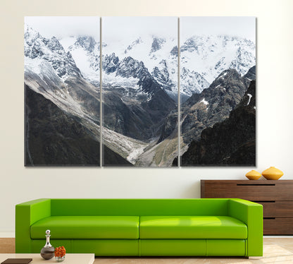 Snowy Mountain Ridge Peak Cold Cloudy Elbrus Landscape Scenery Landscape Fine Art Print Artesty   