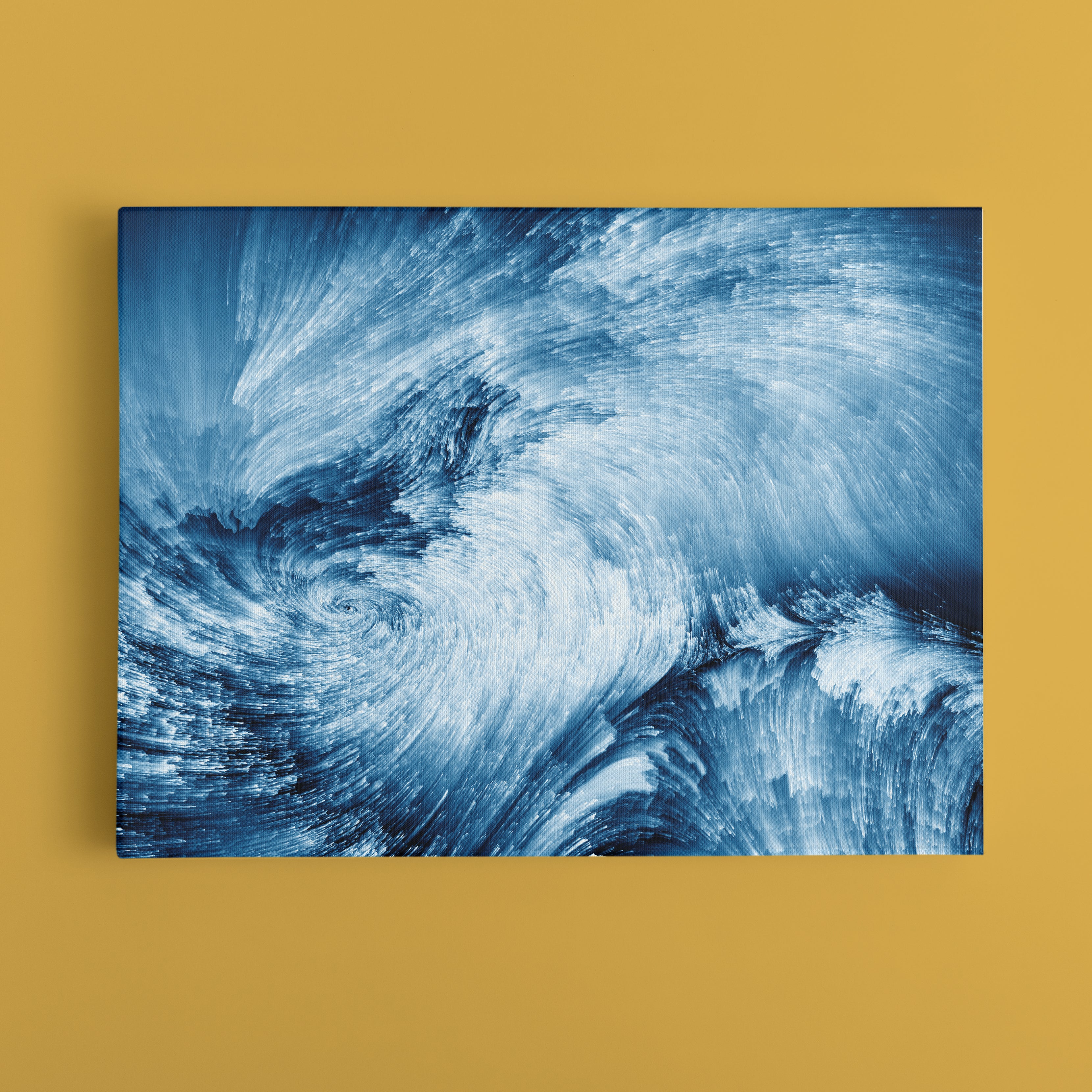 Blue Color Swirls Fluid Art, Oriental Marbling Canvas Print Artesty   