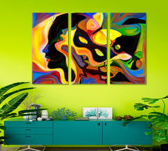 MULTIFACETED CONSCIOUSNESS People Live Paints Abstract Art Print Artesty 3 panels 36" x 24" 